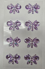 CraftbuddyUS 8pc 35X22mm AB LILAC BUTTERFLY Rhinestone Self Adhesive Gems