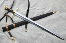 Hand Forged Carbon Steel Templar Knight Sword Viking Sword Medieval WithScabbard