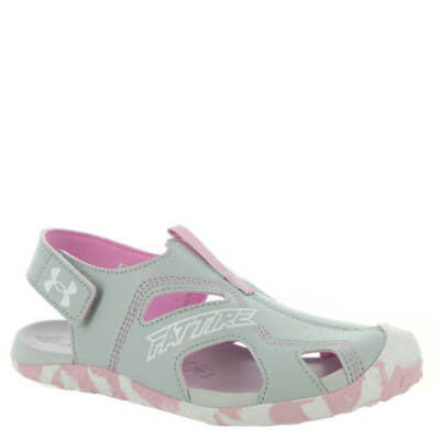NEW Under Armour PS Fat Tire Defender SL Girls Sandals, Size 2Y, Gray, Pink