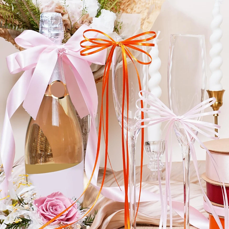 Light Pink Satin Ribbon 1/8 Inch 100 Yards Thin Luxury Double Faced Pink Silk Ri - Image 3 of 4