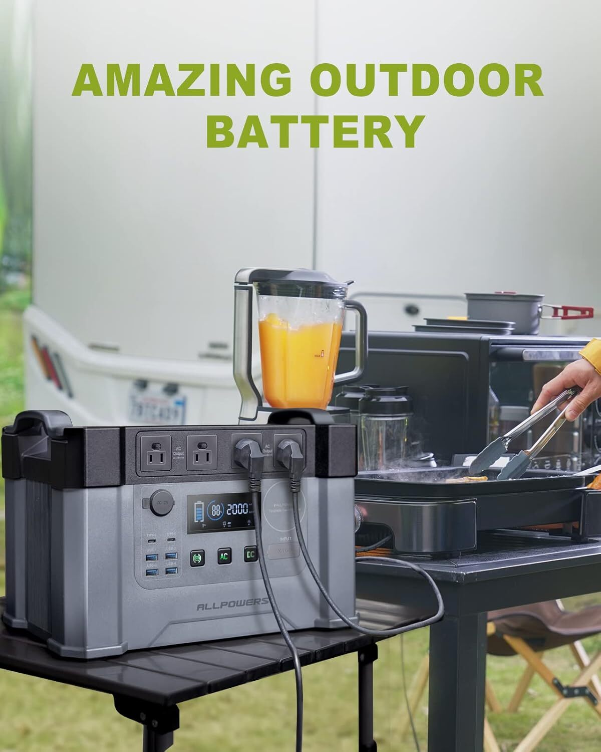 S2000 Portable Power Station 2000W (Peak 4000W) MPPT Solar Generator For Camping