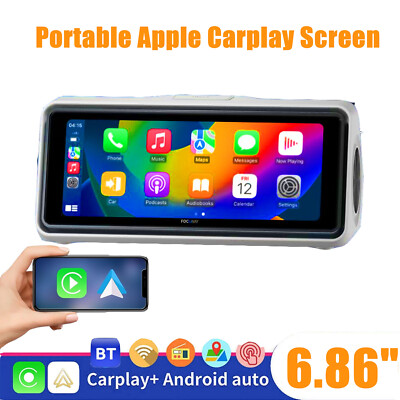 Portable 6.86''Car Stereo Radio Wireless Carplay/Android Auto Touch Screen GPS