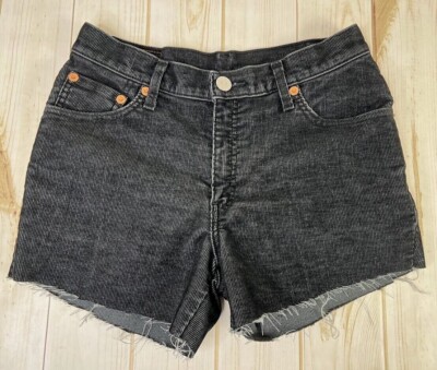 パンツ Levi's 517 shorts Levi's 517 Women's Black Denim Cut Off Shorts Raw Frayed Hem Size