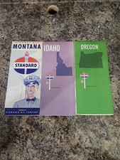 Vtg Standard American Gas Oil Map Lot Montana Idaho Oregon