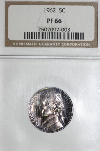 1962-P NGC Graded PF 66 Jefferson Nickel Five-Cent Piece (2502097-003)