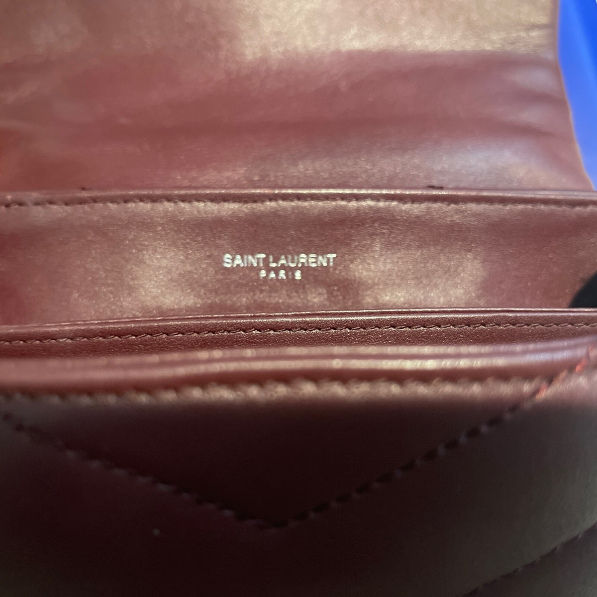 AUTH.YVES SAINT LAURENT Loulou Toy quilted Bordeaux leather