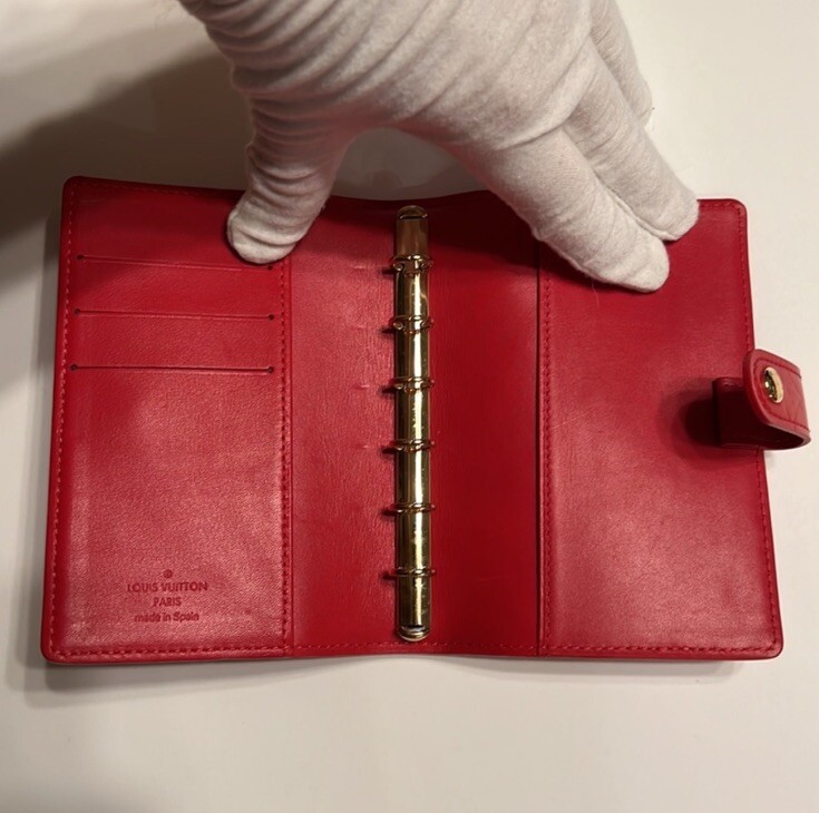 その他 louis Vuitton Authentic LOUIS VUITTON Red Vernis Leather 6 Ring Agenda PM
