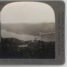 Hudson River Valley & Bear Mountain Bridge NY Keystone Stereoview 1901