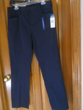 NWT Chaps Size 12 Dark Navy Pants, Slimming Fit Cotton/Elastane Missing Buttons