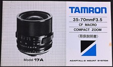 Original Tamron 35-70mm f/3.5 CF Macro Adaptall-2 Zoom Lens User Manual J 