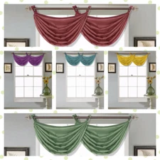 1V24 FAUX SILK WATERFALL WINDOW VALANCE BRONZE GROMMET KITCHEN HOME LIVING ROOM 