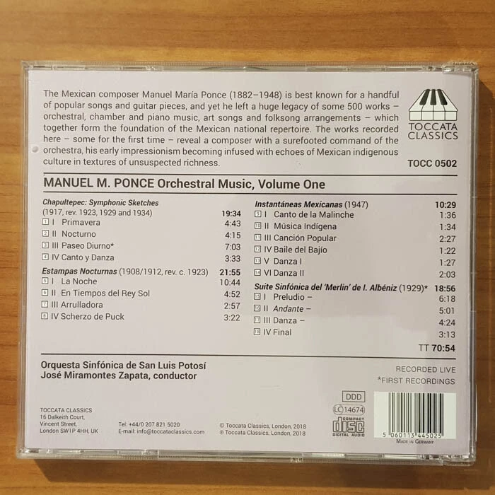 JOSE MIRAMONTES ZAPATA Manuel M. Ponce Orchestral Vol. 1  NM/EX(CD) - Bild 4 von 4