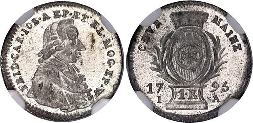 German States Mainz 1 Kreuzer 1795 IA Silver NGC MS64 Top Pop KM# 404