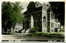 RPPC Hand-Colored EKC Court House Alma, Wisconsin UNP