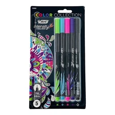 5 Count Bic Intensity Fineliner Color Collection Fine Point 0.4mm Assorted Color