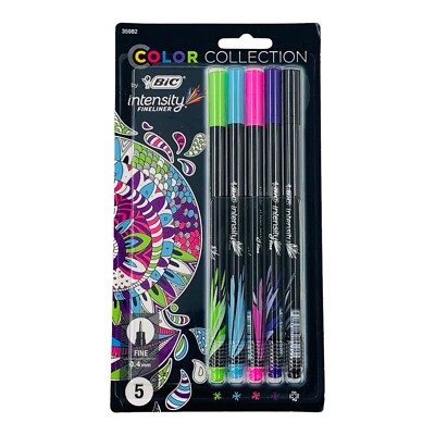 5 Count Bic Intensity Fineliner Color Collection Fine Point 0.4mm Assorted Color