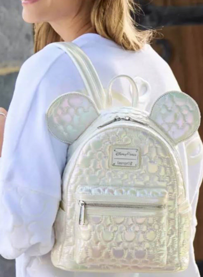 Loungefly x Disney Parks GORGEOUS Iridescent Quilted Backpack Mickey Mouse Icon Quilted Iridescent Loungefly Mini Backpack main image 4
