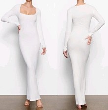 Skims Soft Lounge Scoop Neck Long Sleeve Ribbed Maxi Dress XL