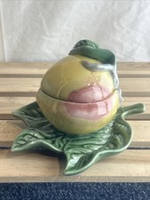 Bordello Pinheiro Apple Sauce Pot with spoon 1 Small Repair See Photos