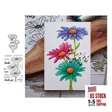 Lottoy Cute Chamomile Silicone Clear Stamp and Die Sets for Card Making, DIY