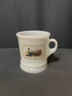 Vintage AVON white milk glass shaving mug cup Iron Horse Train