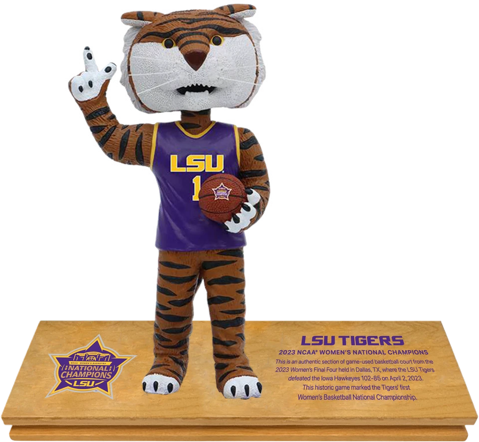 LSU Tigers 2023 Women's Basketball Game Used Championship Court Bobblehead - Image 1 of 1