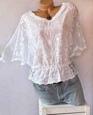 Italy schöne Tunika,Bluse,Shirt,Blumen Muster,Netz,Spitze,Häkel,Gr.38,40,42,NEU