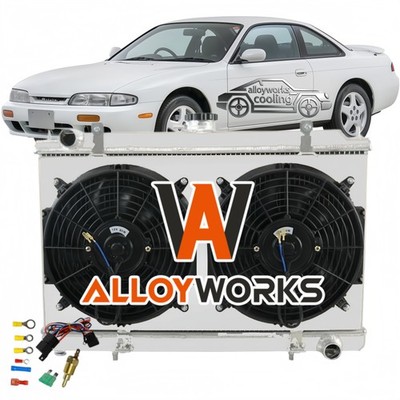 3 Reihe Kühler+ Lüfters + Relay Für Nissan Silvia 180SX 200SX S14 S15 SR20DET,