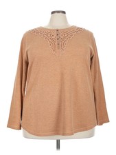 Cj Banks Women Brown Long Sleeve Top 3X Plus