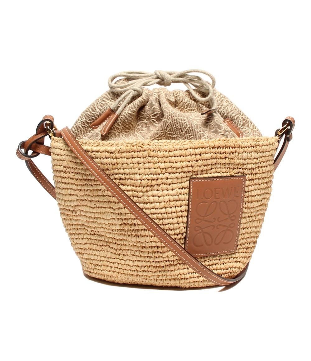 Loewe Anagram Basket bag handwoven raffiand tan calfskin Brown