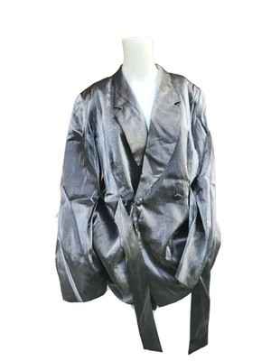 Selina Canada Metallic Dark Silver Double Breast Blazer Lined Jacket Sz Medium