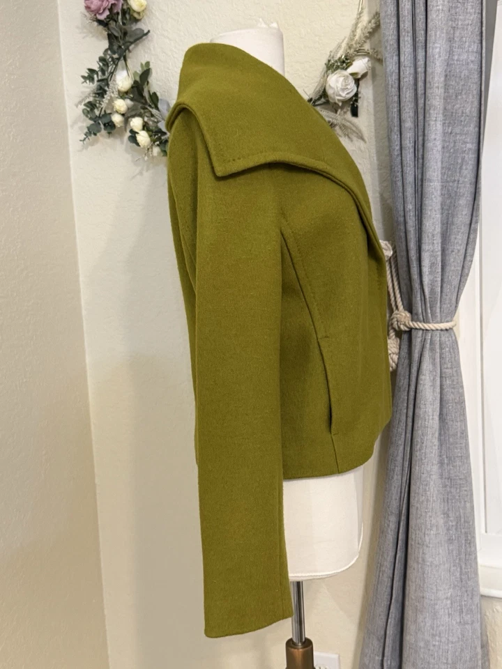 Abrigo/chaqueta ISDA & CO envolvente corta 100 % lana en verde oliva talla M - NUEVO Foto 3 de 4