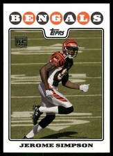 2008 Topps #376 Jerome Simpson Rookie RC Cincinnati Bengals football card. rookie card picture