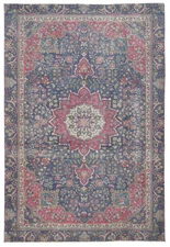 Handmade Semi-Antique Oriental Rug Muted Distressed Style Wool Carpet 6X9 ft