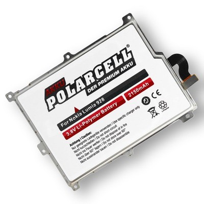PolarCell Akku für Nokia Lumia 928 RM860 RM5250 BV-4NW 2150mAh Batterie Accu