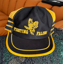 vintage 3 Stripe Trucker Hat Fighting Falcon Snapback USA Made Cap 70s 80s Vtg