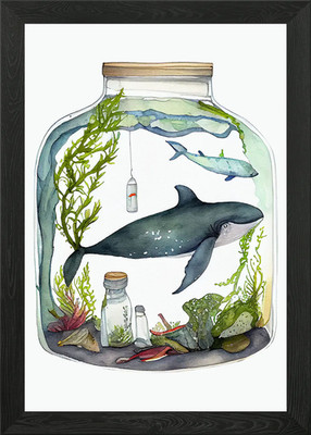 Zeichne einen Mini Wale spielen gerahmtes Wandbild Poster Leinwanddruck Bild
