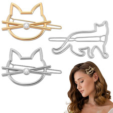 3Pcs Cat Hair Accessories for Women - Kitty Hair Clips for Girls, Small Barre...