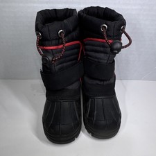 totes Waterproof Black Red Snow Boots Unisex Kids Size 8 Mid-Calf Hook  Loop