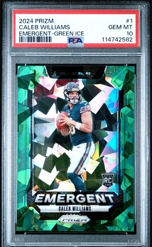 2024 Panini Prizm - Emergent Caleb Williams #1 Green Ice Prizm PSA 10 (RC)