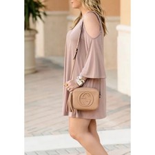 BP Cold Shoulder Shift Dress Womens XS Pink Mauve Cutout Keyhole Boho Summer