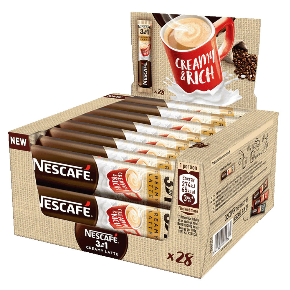 Nescafe instant coffee 3in1 CREAMY LATTE -28 single portions-On The Go-FREE SHIP 5890₽