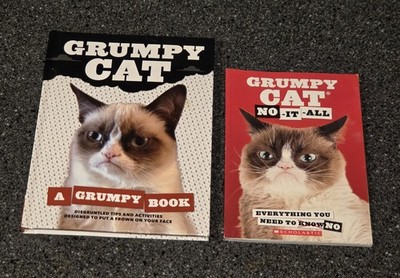 Grumpy Cat Book Lot Of 2 - No It All / A Grumpy Book Tips Activities Stickers