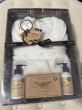 Tuscan Hills Vanilla Almond Body Care Set Bath Salt Body Wash Lotion Robe