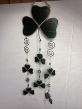 Handcrafted Multi - Tiered Stained Glass Shamrock Suncatcher