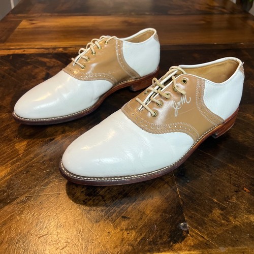 Vintage Johnston & Murphy Aristocraft Saddle Golf Shoes Size 8.5D Two Tone USA - Image 1