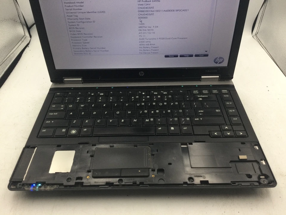 HP PROBOOK 6455B - BOTAS A LA BIOS - AMD PHENOM II - 2GB RAM - 14" - LEER DESCRIPCIÓN -BB Foto 3 de 4