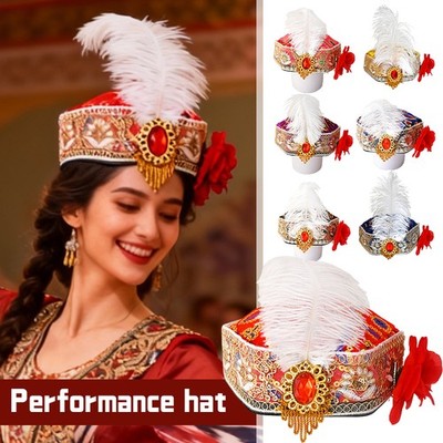 Velvet Six-Pointed Hat Ethnic Style Hair Accessories for Dance Costume Outfits