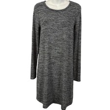 Gap Knit Long Sleeve Stripe Shirt Stretch Womens Casual Knee Length Gray Dress M