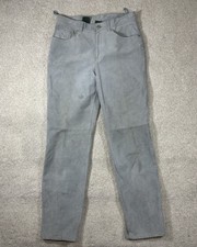 Lauren Ralph Lauren Women's 100  Leather Suede Pants Size 12 31x30 Y2K Gray